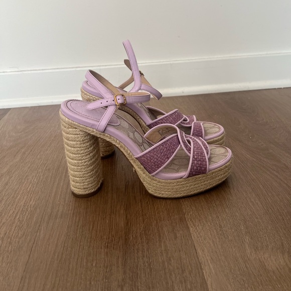 Coach Talina Platform Espadrille Violet Raffia Sandals Shoes Size 9 - Picture 4 of 8